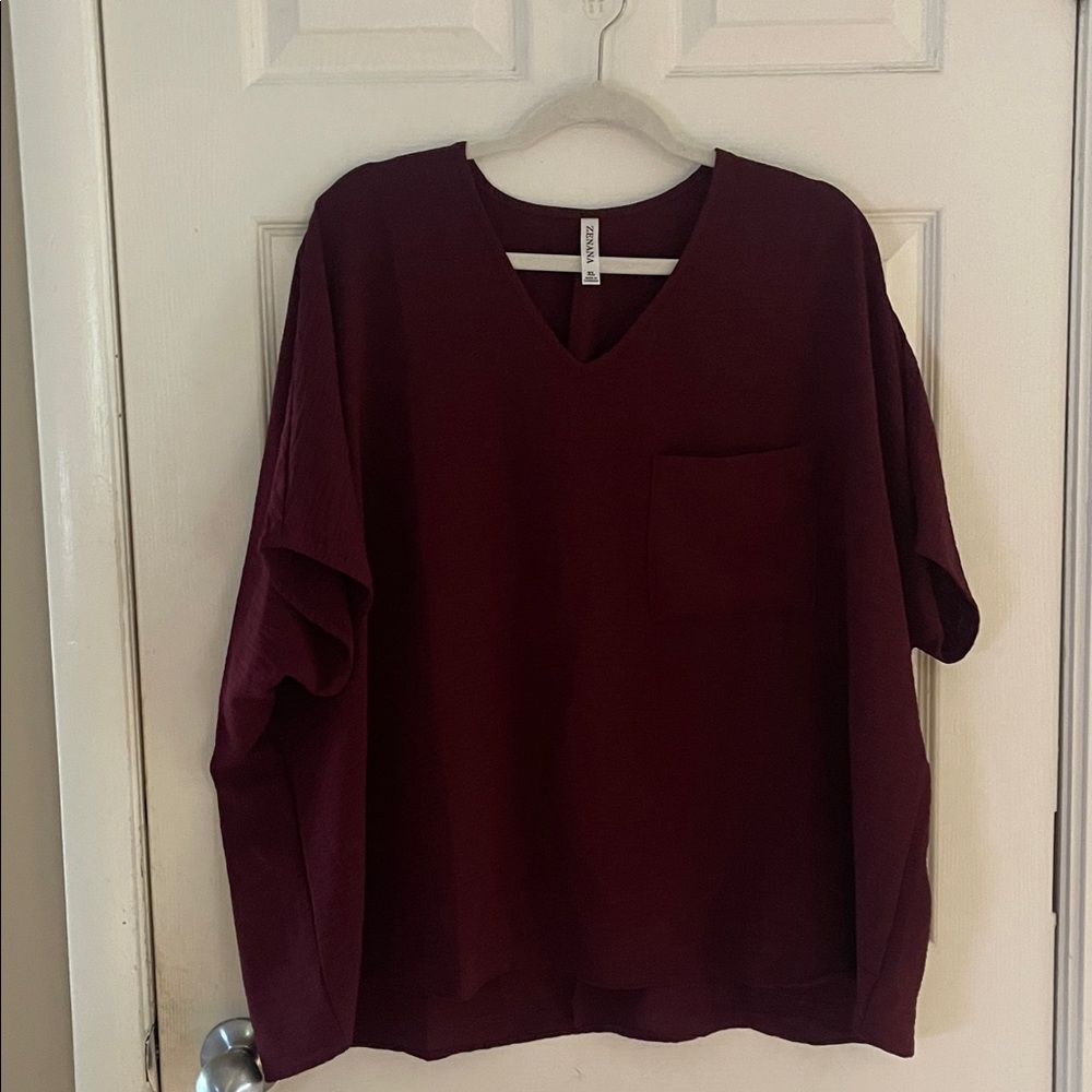 Zenana Outfitters Burgundy wine top